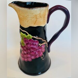 Bella Casa By Ganz Black Decor Pitcher With Grapes 11.25” Tall